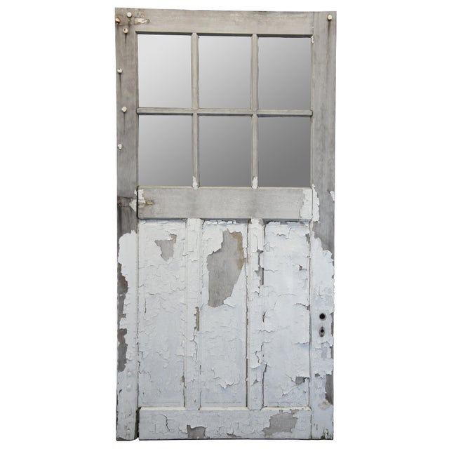 Farmhouse Antique Oak 6 Pane Barn Door Farmhouse Rustic Reclaimed Salvage 48" X 94 For Sale - Image 3 of 12