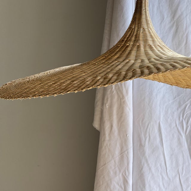 Large Hat-Shaped Rattan Pendant Light, 1980s For Sale - Image 15 of 18