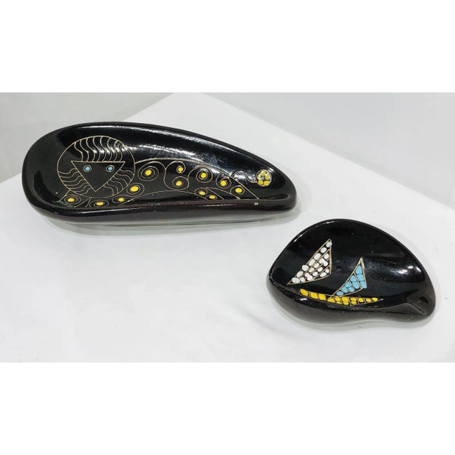 Mid 20th Century Vintage Mid Century Ceramic Ash Tray & Catch All Dish Set- 2 Pieces For Sale - Image 5 of 8