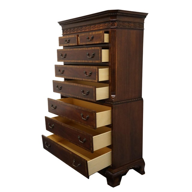 Universal Furniture Banded Mahogany Biedermeier Traditional Victorian Style 45" Chest on Chest 609150 For Sale In Kansas City - Image 6 of 14