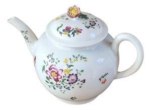 Antique First Period Meissen Botanical Teapot from Dr Wall Worcester, Ca 1765