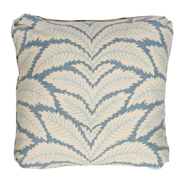 Contemporary Brunschwig & Fils Blue Palm Frond Pillow with Down Insert For Sale - Image 3 of 3
