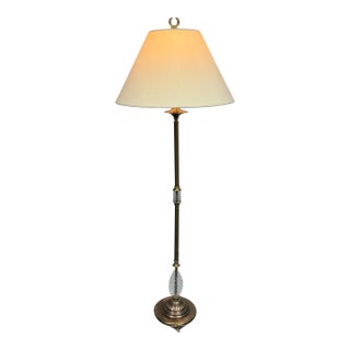 Brass + Cut Glass Floor Lamp, Vintage. For Sale
