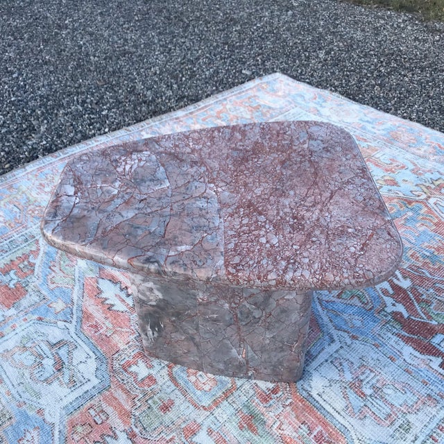 1980s Postmodern Pink, Orange and Gray Marble Side Table For Sale - Image 5 of 10