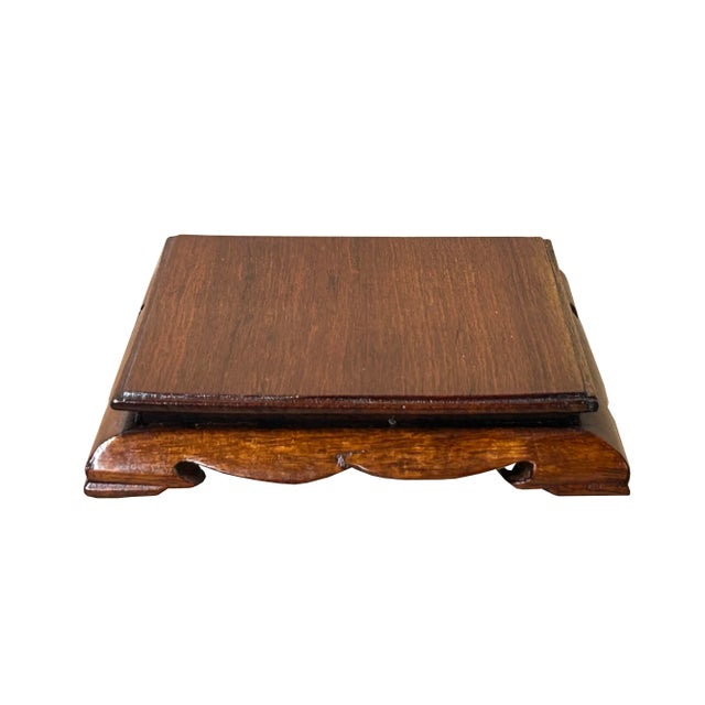 Asian 7.75" Light Brown Wood Rectangular Display Stand Riser Easel For Sale - Image 3 of 7