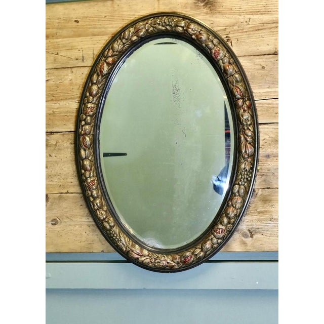 Large Oval Gesso Mirror with Fruit, 1900 For Sale - Image 4 of 8