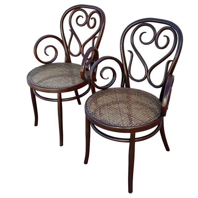 Large Victorian No.4 Bent Oak Cafe Daum Style Bentwood Armchair by Thonet, Pair For Sale - Image 4 of 9