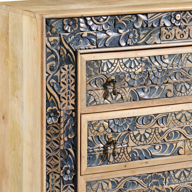 Wood Vintage Chest of Drawers with Relief Carving, 1950s For Sale - Image 7 of 9