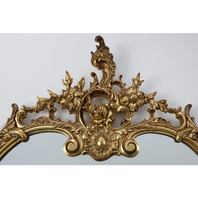 Metal 20th Century Louis XVI Ornate Metal Wall Mirror with Rococo Flourishes, France, 1950s For Sale - Image 7 of 11