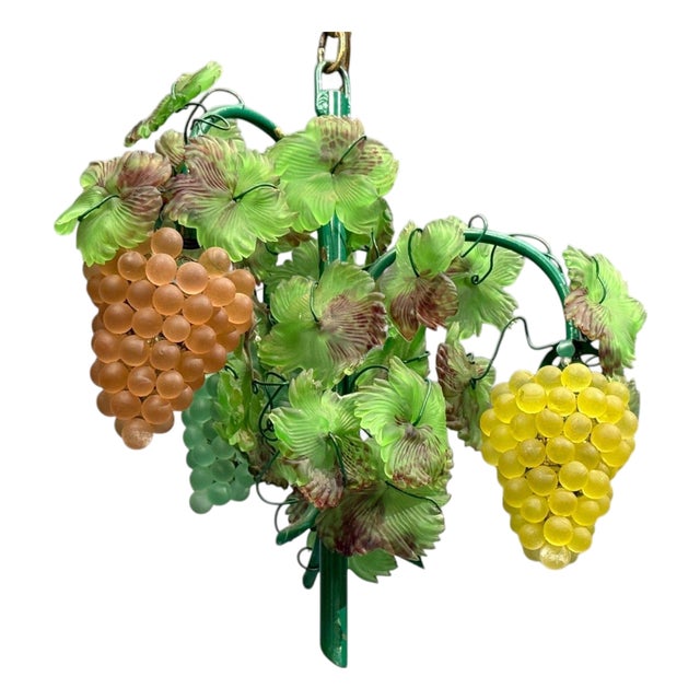 Italian Modern, Murano Glass, Art Glass, Grape Bunch Pendant Light, Italy, 1950s For Sale