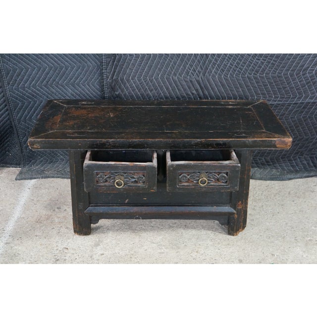 Antique Chinese Lacquered Kang Coffee Altar Table Console Bench Seat 36" For Sale - Image 18 of 18