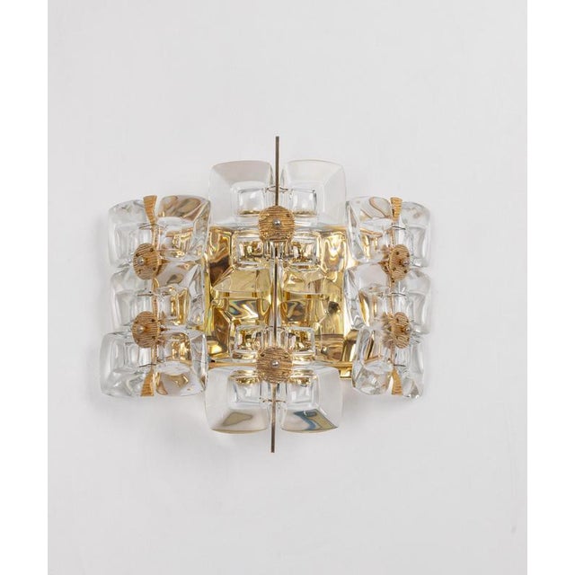 Pair of stunning golden sconces, made by palwa, germany, circa 1970-1979. Crystal glasses on a gilt brass frame. Best of...