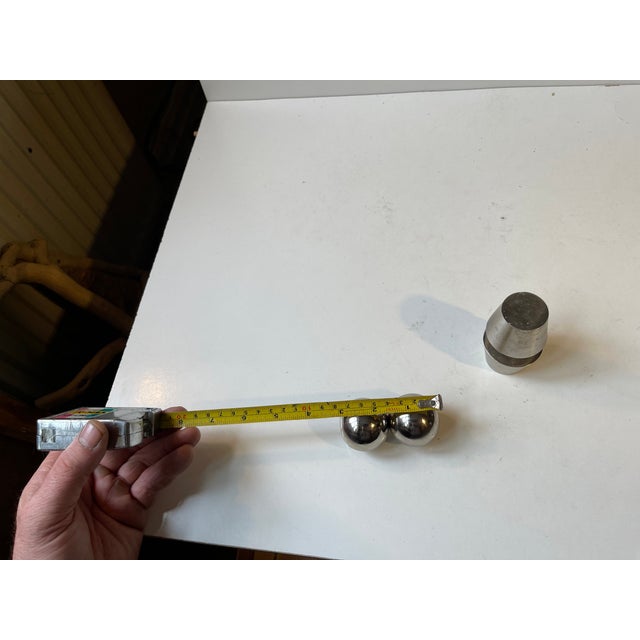 Mid-Century Scandinavian Dumbbell Paperweight in Steel, 1970s, Set of 2 For Sale - Image 4 of 8