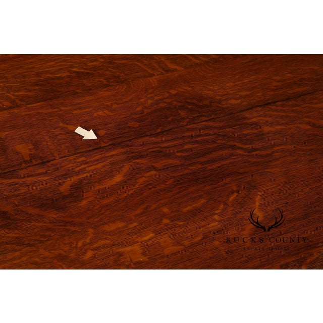 Antique 57" Round Oak Pedestal Dining Table With Carved Claw Feet For Sale - Image 14 of 18