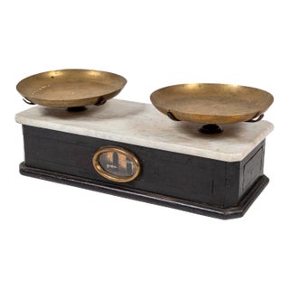 Antique European Marble Top Apothecary Scale, Late 19th Century For Sale