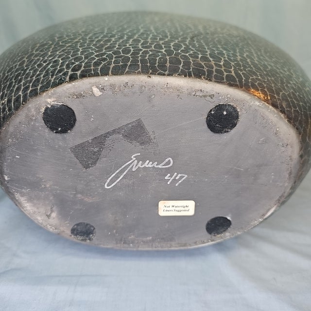 Late 20th Century Raku Pottery Vase by Tony Evans No. 47 Oversized Gray Fired Textured Glazed Signed For Sale - Image 11 of 12