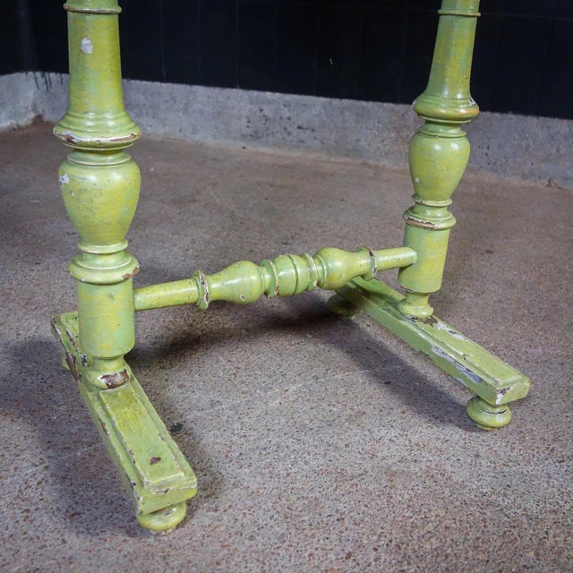 French Green Brocante Mirror Table with Marble Sheet For Sale - Image 9 of 11