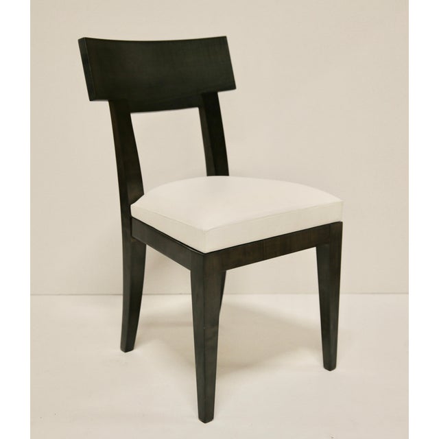 Wood Chair in Anthracite Sycamore with Aniline Premium White Leather Seat For Sale - Image 7 of 7