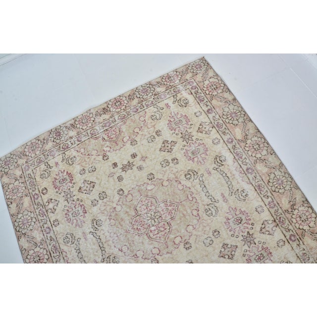 1950s Handknotted Oushak Vintage Turkish Carpet For Sale - Image 5 of 9