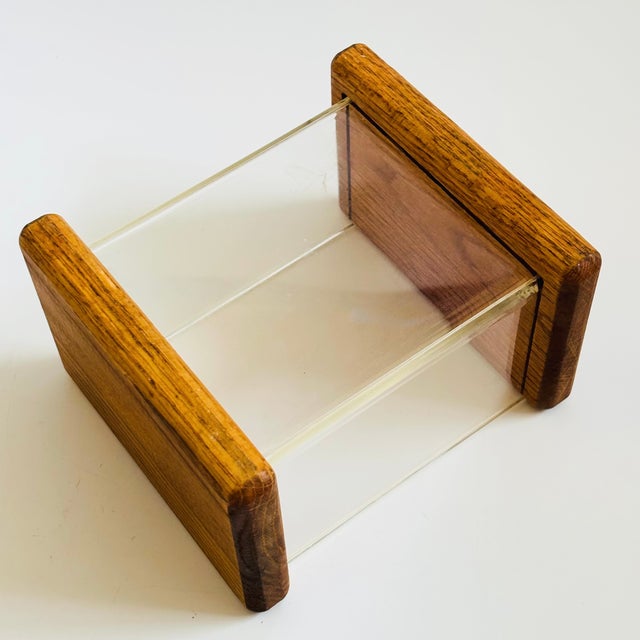 Vintage Wood and Acrylic Bin For Sale - Image 4 of 8