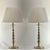 Lauren Ralph Lauren A Pair of Ralph Lauren Antique Brass Buffet Lamps With Pleated Linen Shades For Sale - Image 4 of 5