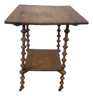 Double Tier Early American Bobbin Leg Table