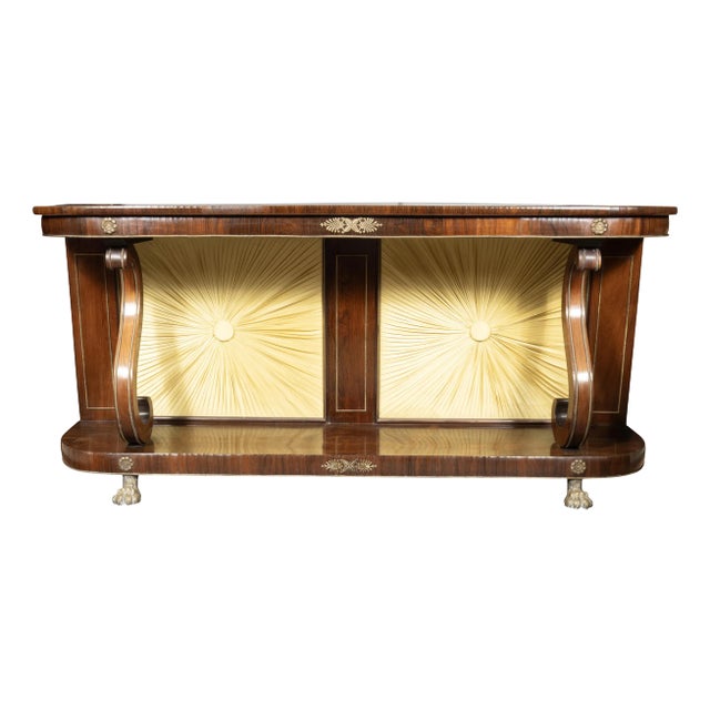 Regency Rosewood and Brass Inlaid Console Table For Sale