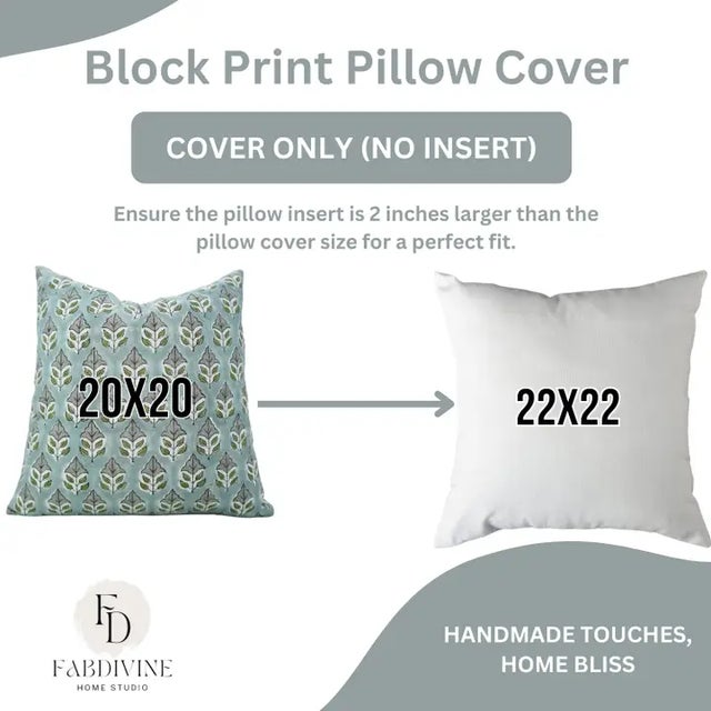 Not Yet Made - Made To Order Fabdivine Artisan Block Print Throw Pillow Cover 14x14 Inch Viscose Linen-Mayur For Sale - Image 5 of 5