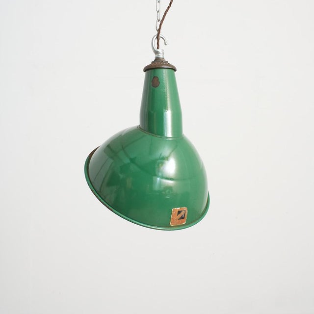 Green Enamel Parabolic Light from Benjamin, 1940s For Sale - Image 3 of 8
