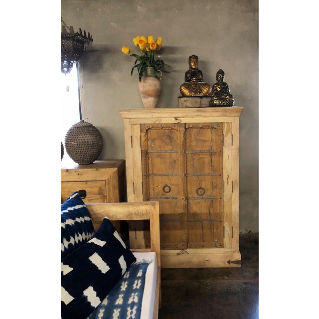 Wood Vintage Old Door Indian Cabinet For Sale - Image 7 of 7