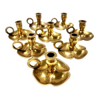 1980s Mini Brass Place Setting Candle Holders - Set of 8 For Sale