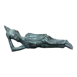 Vintage Reclining Buddha Bronze Sculpture