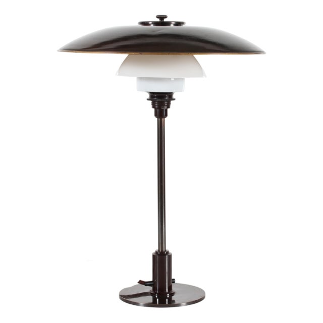 Art Deco Patinated Brass and Copper PH 3½/2 Table Lamp by Poul Henningsen for Louis Poulsen, 1930s For Sale
