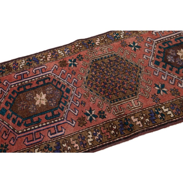 Tribal 1950s Vintage Handmade Wool Rug With Tribal Motif For Sale - Image 3 of 7