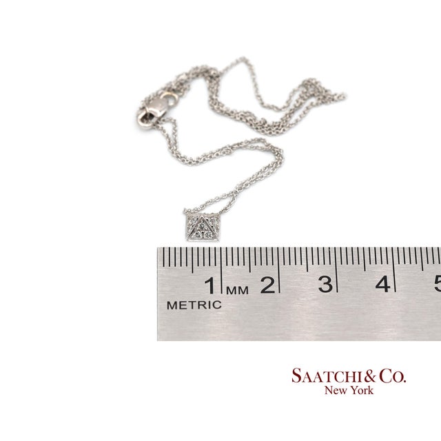 Early 21st Century 18k(750) White Gold Natural Diamond Square Shape Pendant Necklace With Chain For Sale - Image 5 of 12