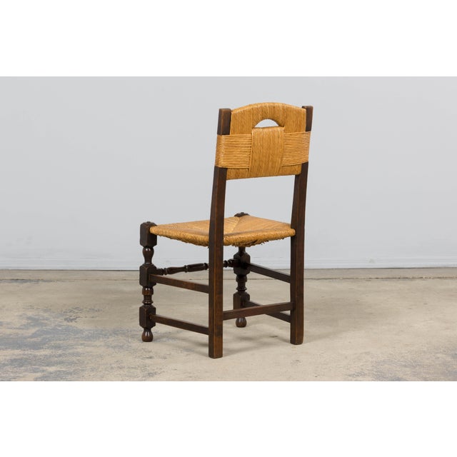 Antique French Provincial Oak Rush Seat Dining Chairs - Set of 6 For Sale - Image 13 of 18