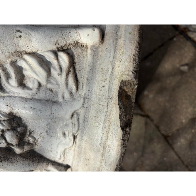 1960s Vintage Cast Stone Cherub Planter Jardinière – Classical European Garden Urn With Putti Relief, Aged Patina Outdoor Planter For Sale - Image 5 of 9