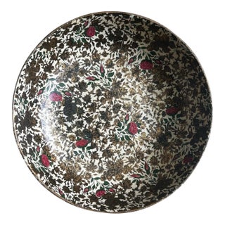 Vintage Japanese Highmount Floral Rose Print Highmount Paper Mache Serving Bowl For Sale
