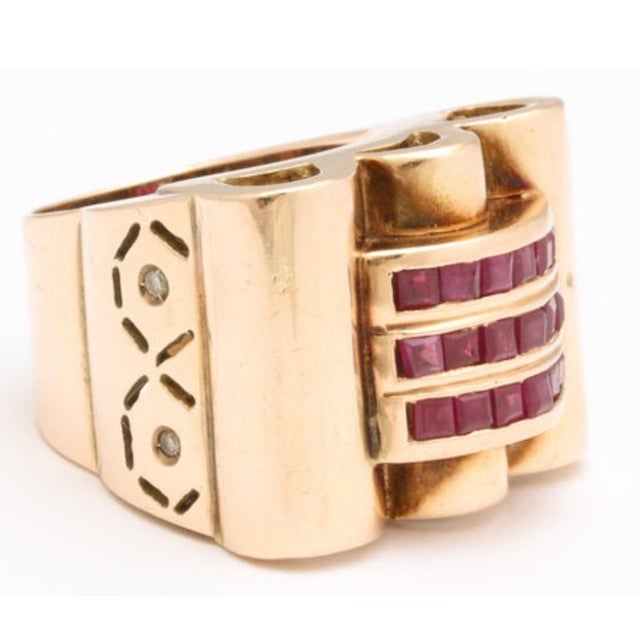 Metal Italian 14 Kt Rose Gold Ring Circa 1940s For Sale - Image 7 of 10