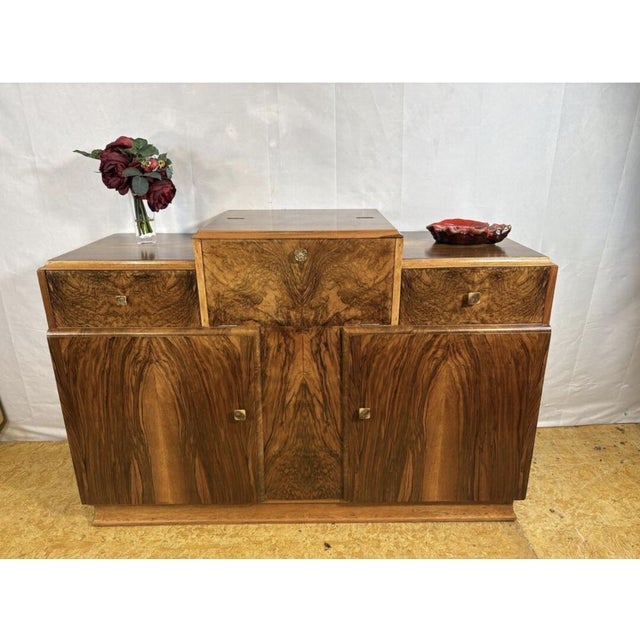 Art Deco English Burr Walnut Cocktail Bar Cabinet, 1930s For Sale - Image 3 of 15