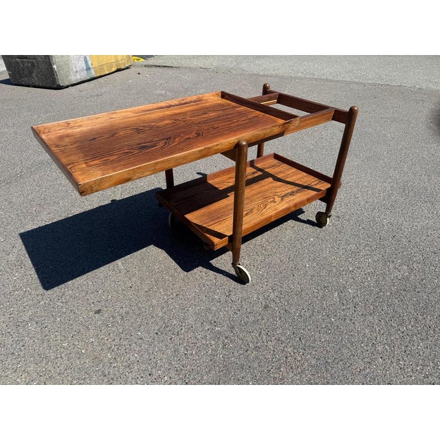 Vintage Danish Extendable Bar Cart by Poul Hundevad, 1960s For Sale - Image 11 of 16
