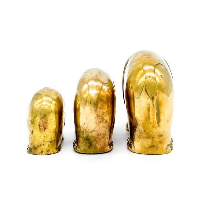 Metal Set of 3 Brass Elephant Figurines by Jack Housman Inc. – Hollywood Regency / Mid-Century Modern For Sale - Image 7 of 12