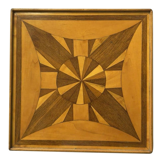 Vintage Hand Carved Folk Art Marquetry Abstract Geometric Sculpture For Sale