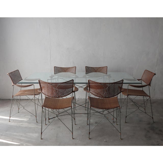 Find another, we dare. SUPER RARE find, this stunning Yuzuru Yamakawa, Rattan and Steel wire dining set, complete with...