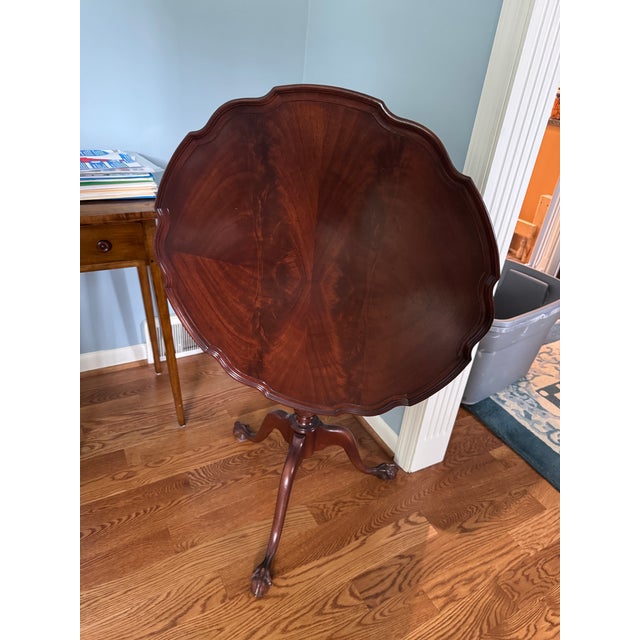 Chippendale Antique Mahogany Tilt-Top Pie Crust Tea Table - Claw Feet For Sale - Image 3 of 5
