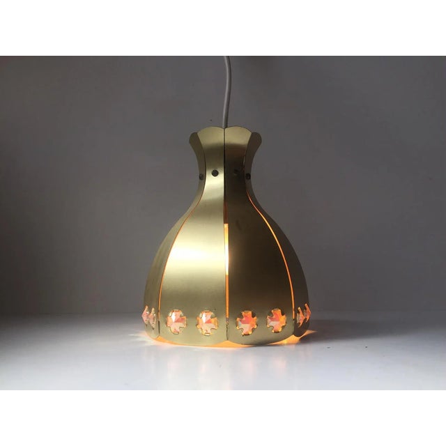 Vintage Danish Brass Pendant Lamp from Coronell Elektro, 1970s For Sale - Image 6 of 8