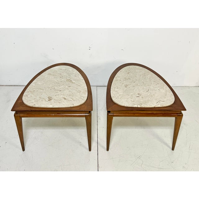 Brown C. 1960s Two Piece Surfboard Coffee Table in Walnet With MarbleTop For Sale - Image 8 of 10