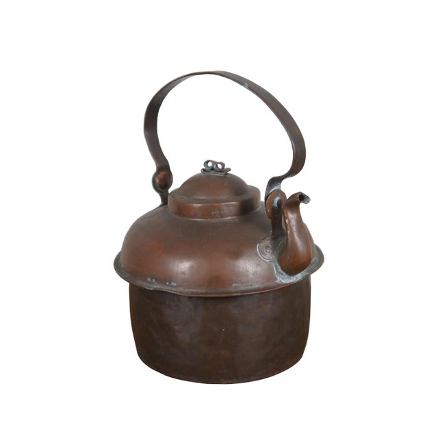 Farmhouse Antique Primitive Copper Dovetailed Goose Neck Tea Coffee Pot Kettle For Sale - Image 3 of 10