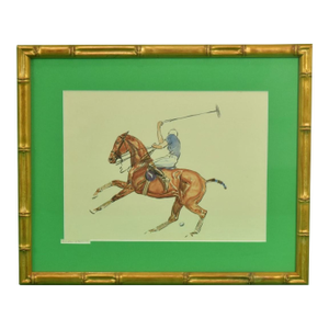 Mid 20th Century Paul Desmond Brown Polo Player Watercolor