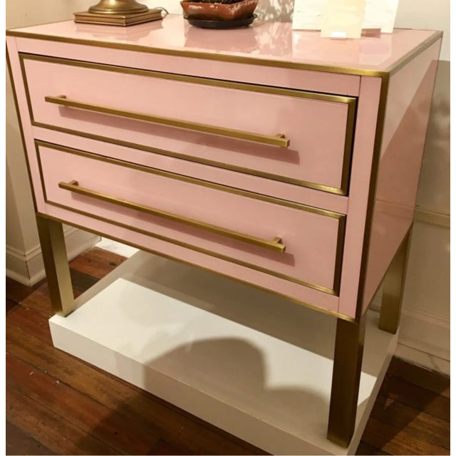 Currey & Company Aimee Pink Glass Dresser Commode For Sale - Image 4 of 6